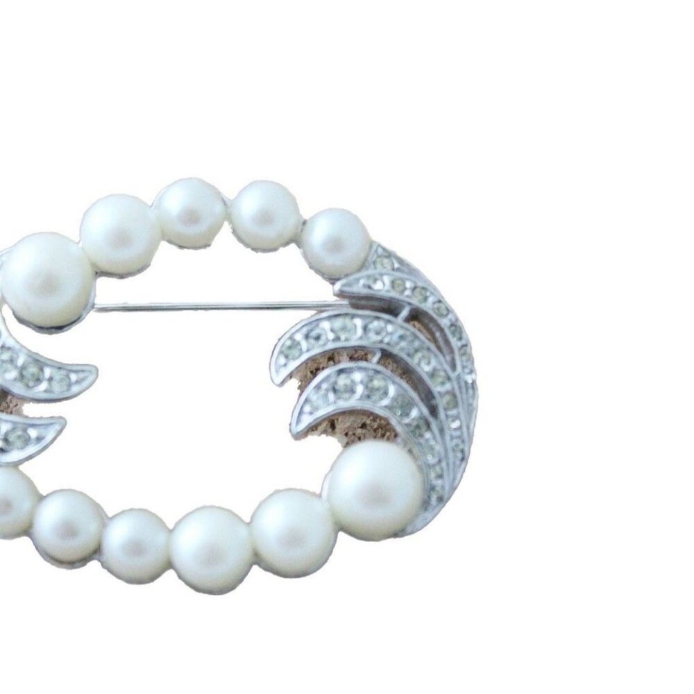 Vintage Pearl & Rhinestone Brooch Pin